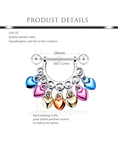 16G 14G Nipple Rings Nipplering for Women 14mm Surgical Steel Dangle Nipple Rings Heart Circle Nipple Hoop Piercing Jewelry 1...