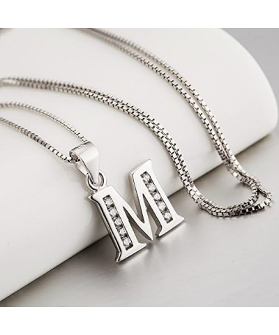 Initial Pendant Necklace Sterling Silver with Cubic Zirconial 26 Letter Alphabet Jewelry Gifts for Mom Women Teen Girl Alphab...