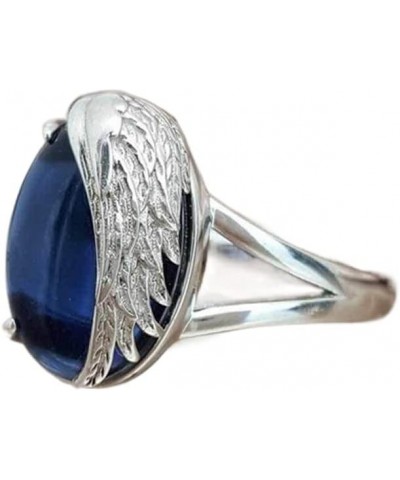 925 Silver Fashion Angel Wings Set Sapphire Ring Fashion Creative Wings Zircon ring Women's Jewelry Found Earrings (US Code 9...