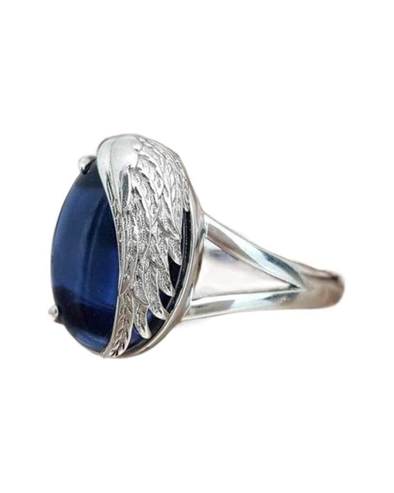 925 Silver Fashion Angel Wings Set Sapphire Ring Fashion Creative Wings Zircon ring Women's Jewelry Found Earrings (US Code 9...