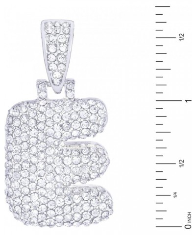 A - Z Initial Bubble Letter Silver Plated Iced CZ Pendant With 20" Rope Chain Necklace E $7.55 Necklaces