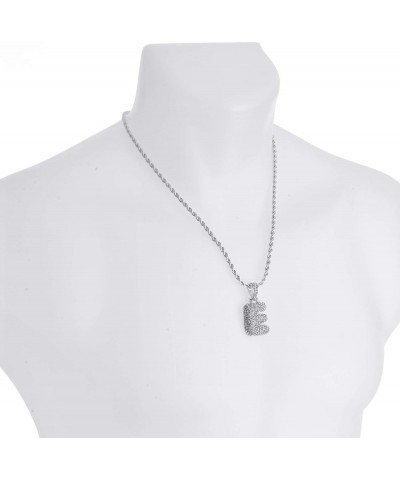 A - Z Initial Bubble Letter Silver Plated Iced CZ Pendant With 20" Rope Chain Necklace E $7.55 Necklaces