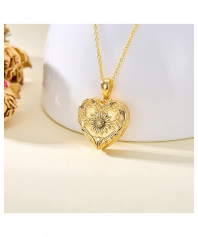 Sunflower/Rose/Daisy Heart Locket Necklace That Holds Pictures Keep Someone Near to You Sterling Silver/Gold Personalized Pho...