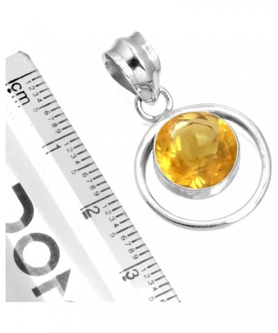 925 Sterling Silver Handmade Pendant for Women 10 MM Round Gemstone Fashion Jewelry for Gift (99579_P) Citrine Quartz $18.35 ...