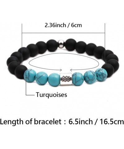 Men Women 12 Zodiac Birthday Sign Turquoise Bracelet Elastic Stretch Beaded Blessing Bracelet Constellations Bracelet Aquariu...