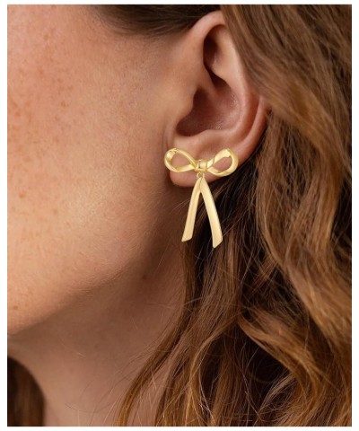 Gold Bow Earrings for Women Long Tassel Chain Drop Earrings Statement Ribbon Fringe Waterfall Dangling Earrings Sparkly Elega...