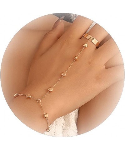 Ring Bracelet Hand Chain for Women Finger Ring Bracelets Chain Tassel Heart Butterfly Finger Bracelet Slave Chain Bracelet A:...