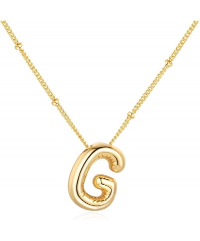 Bubble Letter Necklace For Women Girls, Balloon Initial Necklaces Dainty Alphabet Pendant 18K Gold Plated Chain Puffy Name Pe...