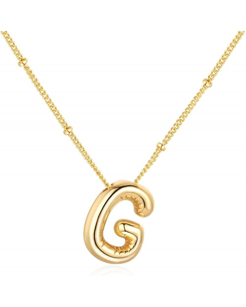 Bubble Letter Necklace For Women Girls, Balloon Initial Necklaces Dainty Alphabet Pendant 18K Gold Plated Chain Puffy Name Pe...