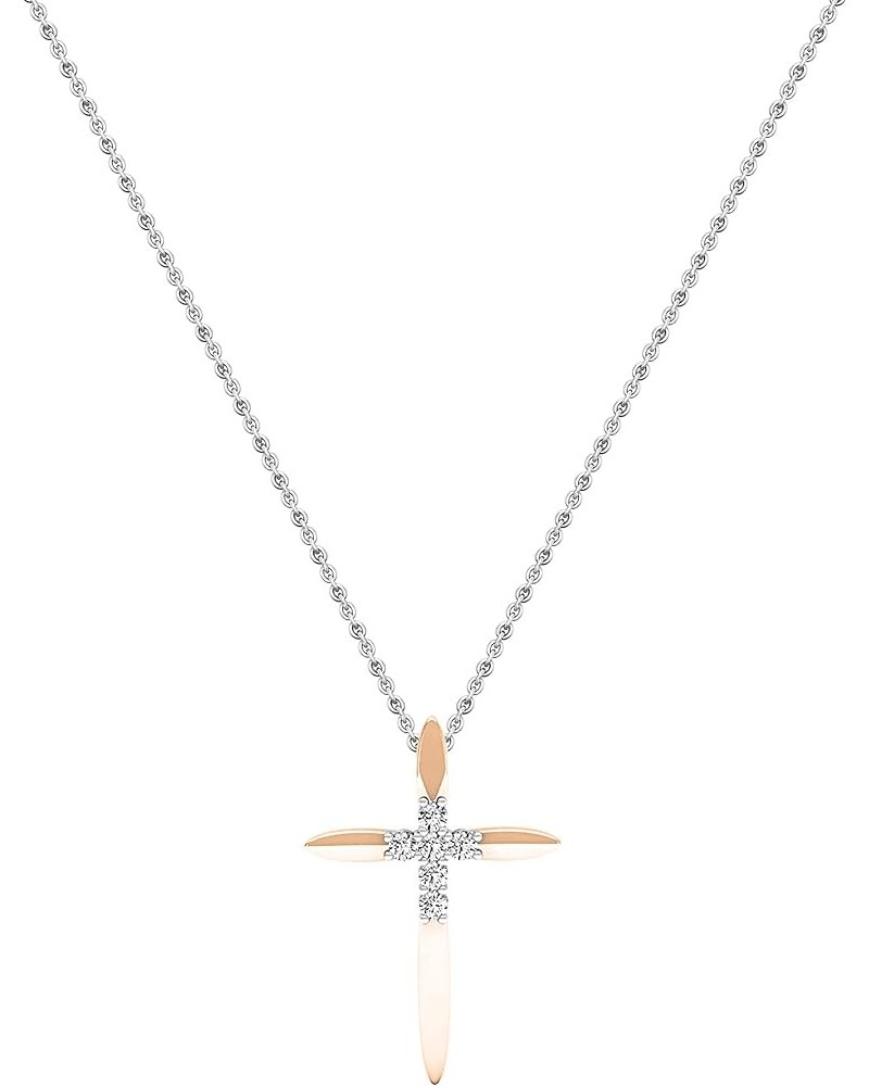 Round White Diamond Elegant Cross Pendant with 18 inch Chain for Women (Color I-J, Clarity I1-I3) in Gold 10K: Metal Stamp 0....