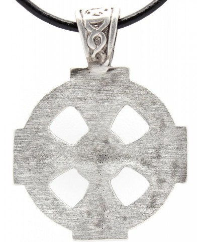 Pewter Solar Cross with Celtic Knots Pagan Pendant on Leather Necklace $9.51 Necklaces