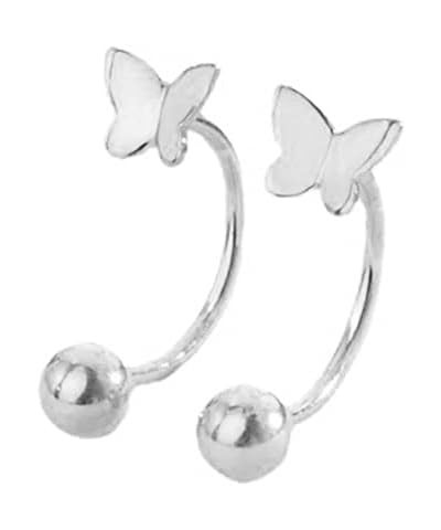 Cute Butterfly Half Hoop Earrings Sterling Silver 925 for Women Girls Minimalist Cartilage Wrap Cuffs Earring Screw Back Stat...