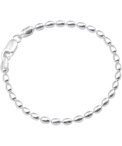 Sterling Silver Charleston Rice Bead Sturdy Bracelet 3 x 4mm Beads 300ga with Lobster Clasp 6.5 Inches $18.78 Bracelets