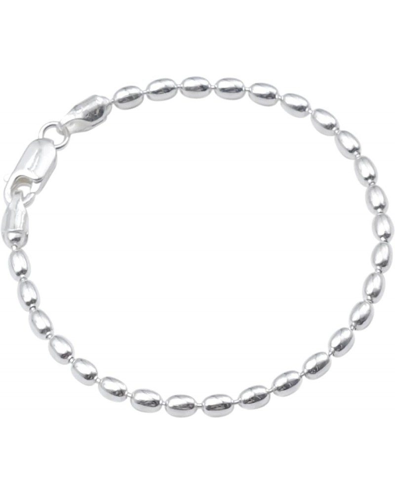 Sterling Silver Charleston Rice Bead Sturdy Bracelet 3 x 4mm Beads 300ga with Lobster Clasp 6.5 Inches $18.78 Bracelets