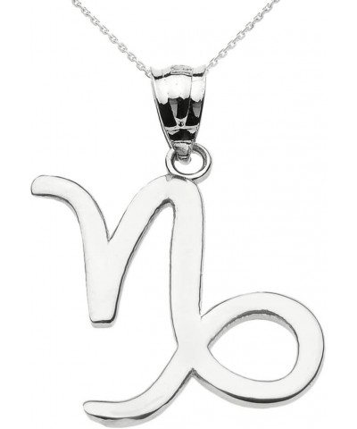 10K White Gold Zodiac Astrological Sign Charm Personalized Pendant Necklace - Choice of Symbol & Chain Length 22" Capricorn: ...