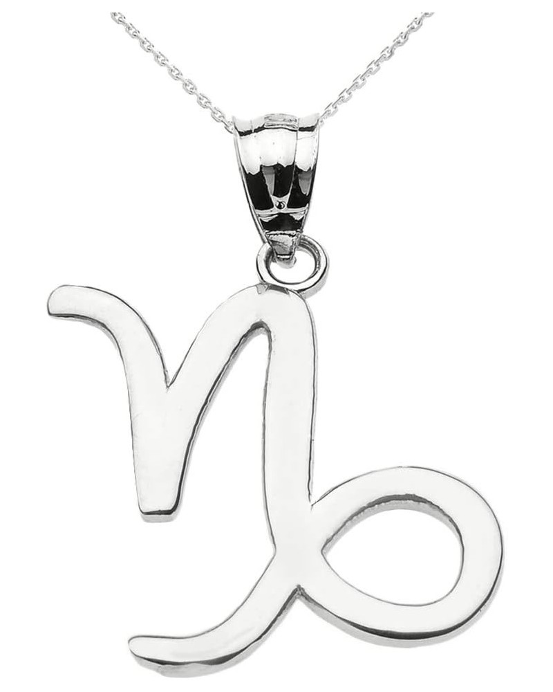 10K White Gold Zodiac Astrological Sign Charm Personalized Pendant Necklace - Choice of Symbol & Chain Length 22" Capricorn: ...