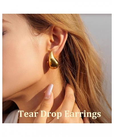 Teardrop Earrings Jewelry Dupes for Women Trendy,Lightweight Chunky 14K Real Gold Hoop Designer Earrings Set with Hypoallerge...