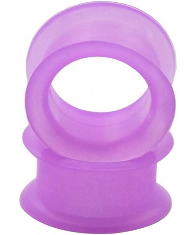 Pair 4g (5MM) PURPLE SILICONE EYELET TUNNELS Double Flare Gauges Thin Soft Flexible Flesh Plugs (2pcs) $5.79 Body Jewelry