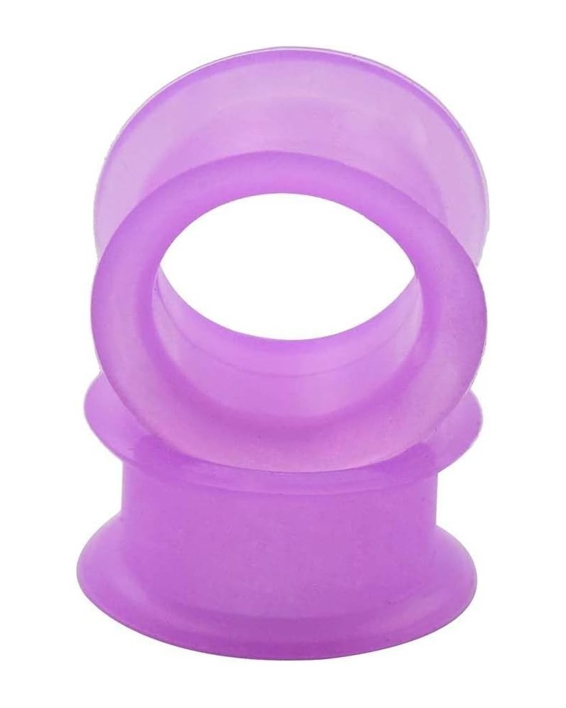 Pair 4g (5MM) PURPLE SILICONE EYELET TUNNELS Double Flare Gauges Thin Soft Flexible Flesh Plugs (2pcs) $5.79 Body Jewelry