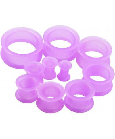 Pair 4g (5MM) PURPLE SILICONE EYELET TUNNELS Double Flare Gauges Thin Soft Flexible Flesh Plugs (2pcs) $5.79 Body Jewelry