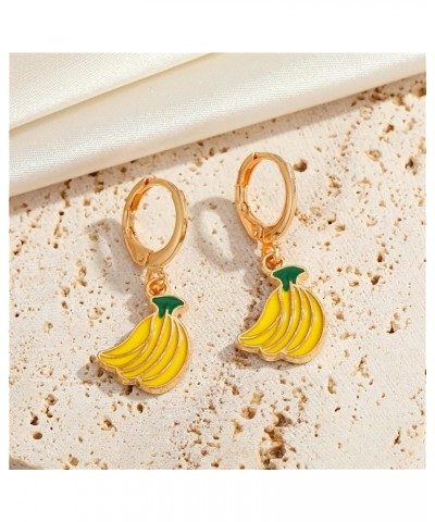 Colorful Strawberry Watermelon Banana Grape Fruit Earrings Gold Plated Funny Charm Enamel Summer Tropical Fruits Sweet Food S...