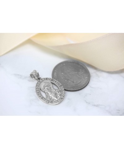 14k Sacred Heart of Jesus Have Mercy on Us Oval Pendant necklace 22.0 Inches White Gold $67.99 Necklaces