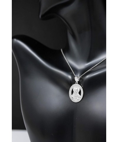 14k Sacred Heart of Jesus Have Mercy on Us Oval Pendant necklace 22.0 Inches White Gold $67.99 Necklaces