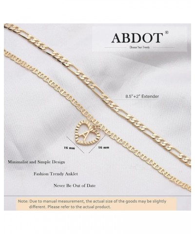 Initial Ankle Bracelets for Women 2pcs 18K Gold Plated Handmade Dainty Layered Anklet Letter Initial Heart Ankle Figaro Chain...