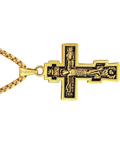 Byzantium Crucifix Cross Necklace, Christian Jewelry Vintage Stainless Steel/Gold Plated Customize Available Gift for Men/Wom...