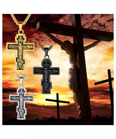 Byzantium Crucifix Cross Necklace, Christian Jewelry Vintage Stainless Steel/Gold Plated Customize Available Gift for Men/Wom...