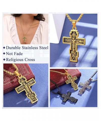 Byzantium Crucifix Cross Necklace, Christian Jewelry Vintage Stainless Steel/Gold Plated Customize Available Gift for Men/Wom...