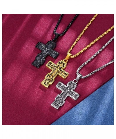 Byzantium Crucifix Cross Necklace, Christian Jewelry Vintage Stainless Steel/Gold Plated Customize Available Gift for Men/Wom...