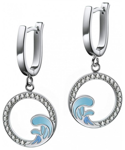 Wave Enamel Handcrafted Dangle Earrings with Cubic Zirconia Rhinestones Jewelr $5.79 Earrings