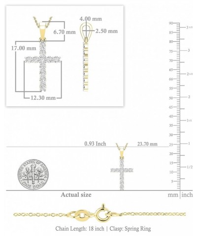 Round White Diamond Classic Divine Cross of Jesus Pendant with 18 inch Chain for Women (Color I-J, Clarity I1-I3) in Gold 10K...