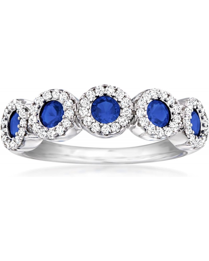 0.70 ct. t.w. Simulated Sapphire 5-Stone Ring With .30 ct. t.w. Czs in Sterling Silver $28.80 Rings