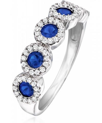 0.70 ct. t.w. Simulated Sapphire 5-Stone Ring With .30 ct. t.w. Czs in Sterling Silver $28.80 Rings