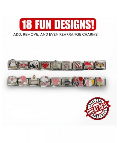 Stylish Italian Charm Bracelet, 18 charm bracelet with unique designs. 6.9 inches long, interchangeable charms… $12.47 Bracelets