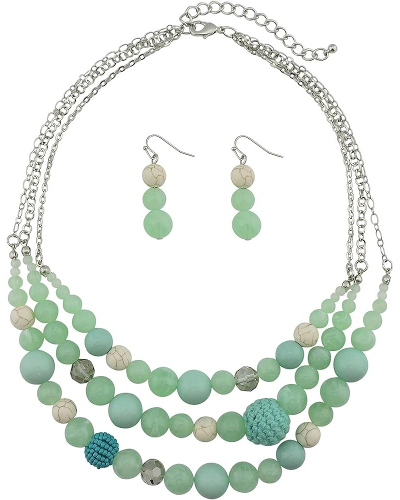 3 Layer Strand Beads Statement Necklace Earring Women Jewelry Set 587 $8.00 Jewelry Sets