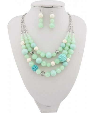 3 Layer Strand Beads Statement Necklace Earring Women Jewelry Set 587 $8.00 Jewelry Sets