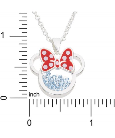 Women and Girls Birthstone Jewelry - Minnie Mouse Cubic Zirconia Shaker Pendant Necklace, Silver Plated, 18+2" Extender Decem...