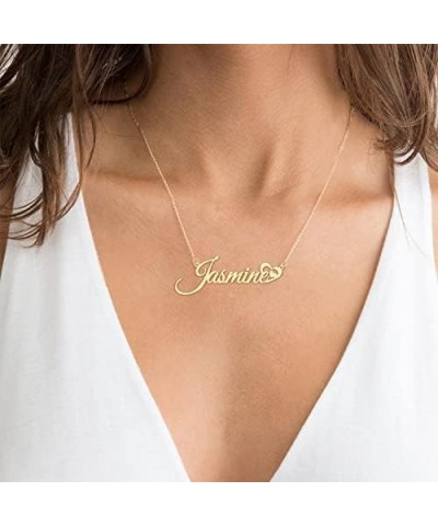 Personalized Name Necklace with Heart Dainty 18K Gold Plated Nameplate Necklace Custom Name Jewelry Gifts for Women Teen Girl...