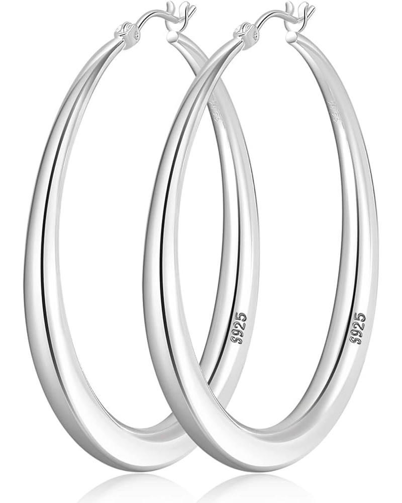 925 Sterling Silver Hoop Earrings Large Silver Hoop Earrings for Women Hypoallergenic Big Silver Hoop Earrings Lightweight Ch...