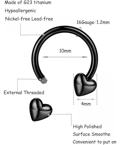 2Pcs 16G Titanium Septum Rings for Women Men Horseshoe Septum Nose Rings Hoop Star Heart Septum Piercing Jewelry Black $7.64 ...