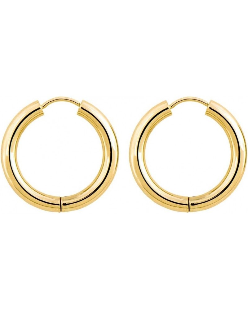 14K Gold Hinged Endless Round Huggie Hoop Earrings Yellow Gold 3mm x 21mm $61.49 Earrings