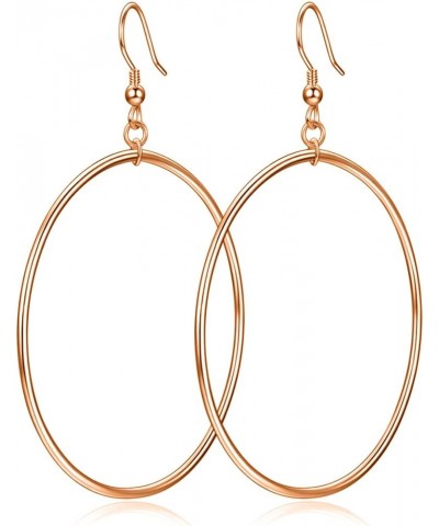 Sterling Silver/Rose Gold/Gold Plated Large Hoop Earrings Circle Dangle Drop Earrings for Women 40 50 60mm 80mm rose gold $19...