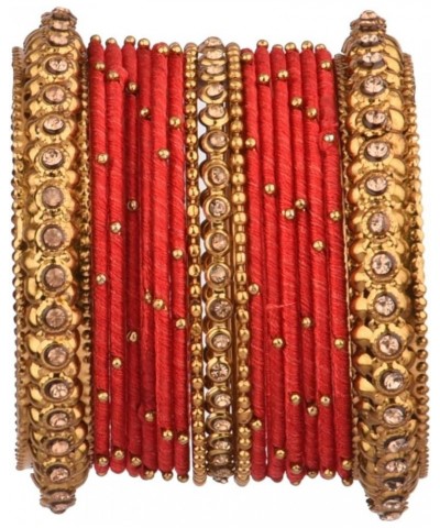 Boho Antique Oxidized Indian Jewelry Tribal Crystal Velvet Bracelet Bangle Set Style 1- Red (Set of 34 Pcs) 2-4 $11.30 Bracelets