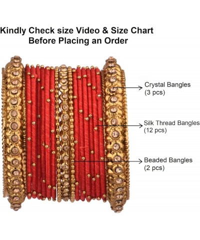 Boho Antique Oxidized Indian Jewelry Tribal Crystal Velvet Bracelet Bangle Set Style 1- Red (Set of 34 Pcs) 2-4 $11.30 Bracelets