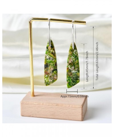 Imperial Jasper Stone Drop Earrings for Women Geometry Leaf Shape Waterdrop Jewelry Green $8.31 Earrings