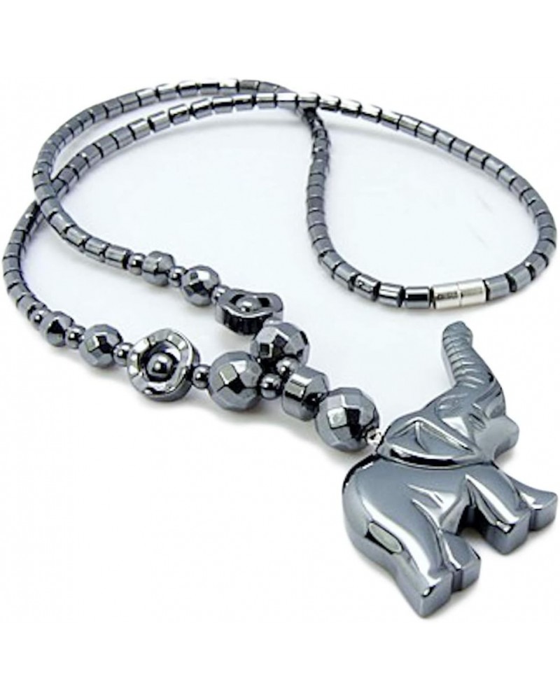 Hematite Necklace Unisex Bead Black Elephant Screw Clasp X67 $8.99 Necklaces