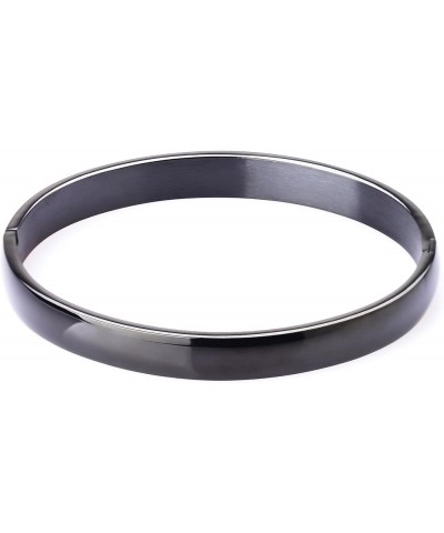 Womens Bangle 8MM Stainless Steel Bracelet Oval Polished Finish Cuff Bangle 6.7 A3-Black $8.84 Bracelets